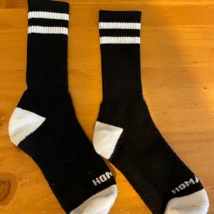 HOMAGE Athletic Socks Black w/ white stripes